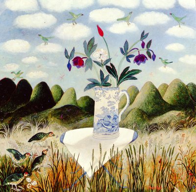 Fugle i deres himmel, 2002 (akryl) af Anna Pugh
