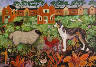 Rød hane, 2019 (akryl) af Anna Pugh