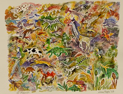 Sankt Frans, 2023 (akvarel) af Anna Pugh