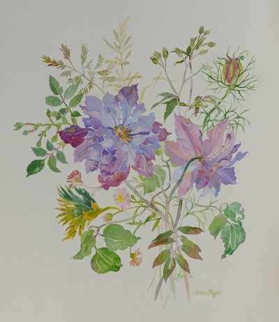 Stilleben med blomster, 2021 (maleri) af Anna Pugh