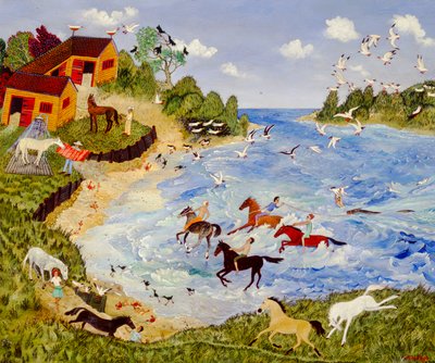 Sommerkvarter, 2009 (akryl) af Anna Pugh