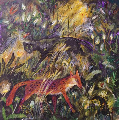 Panteren og ræven, 2023 (akryl) af Anna Pugh
