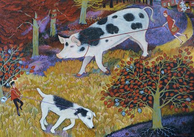 Truffling, 2020 (akryl) af Anna Pugh