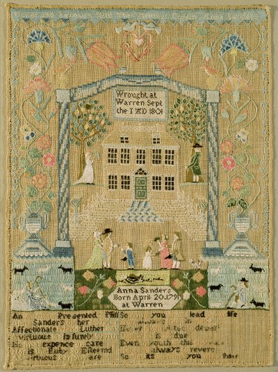 Sampler, 1801 (silketråd på hør) af Anna Sanders