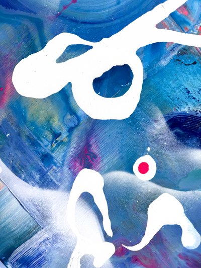 Levende blå, flydende abstrakt af Anna Viklund