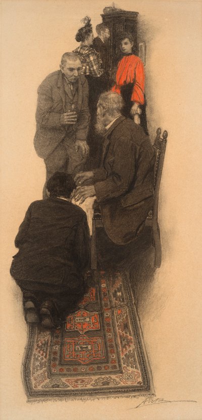 Insisterede på at støve deres sko... (pastel på papir) af Anna Whelan Betts