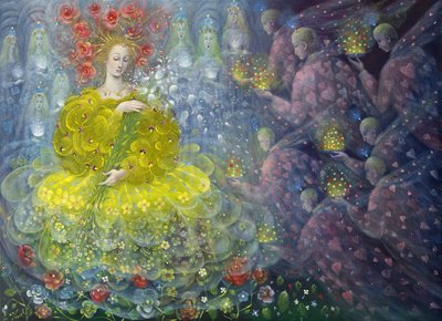 Queen of Flowers, 2018 (olie på belgisk linned) af Annael Anelia Pavlova