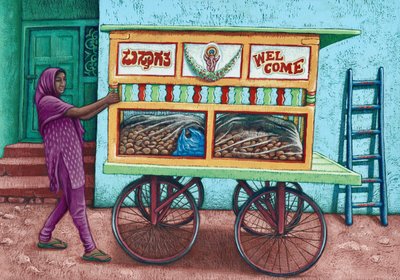 Gadesælger, Indien, 2019 (gouache) af Annalisa Morrocco