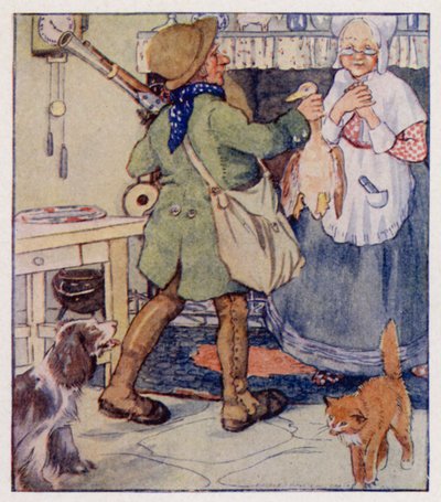 Børnerim: Der var en lille mand (farve litho) af Anne (after) Anderson