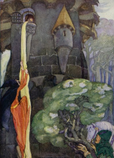 Rapunzel (farve litho) af Anne (after) Anderson