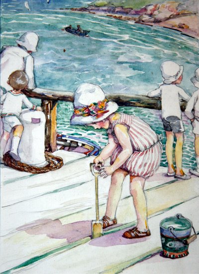 How Evangeline Lost Her Spade, 1929 (wc på papir) af Anne Anderson