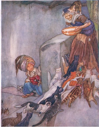 Mælk til familien, fra The Big Book for Children (Herbert Strang) udgivet af Humphrey Milford, Oxford University Press, ca. 1920 af Anne Anderson