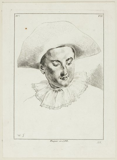 Mandshoved (med hat og krave) af Anne Claude Philippe Caylus
