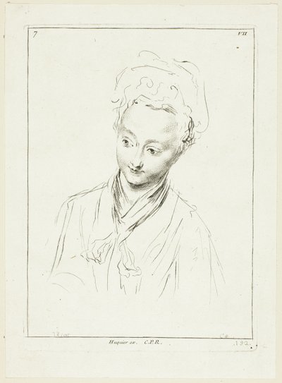 Kvindehoved (vendt mod højre) af Anne Claude Philippe Caylus
