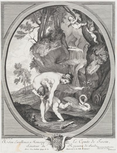 Venus Catching Love eller Venus Flogging Love, ca. 1741. Skaber: Caylus, Anne-Claude-Philippe de, Etienne Fessard. af Anne Claude Philippe de Caylus, Etienne Fessard