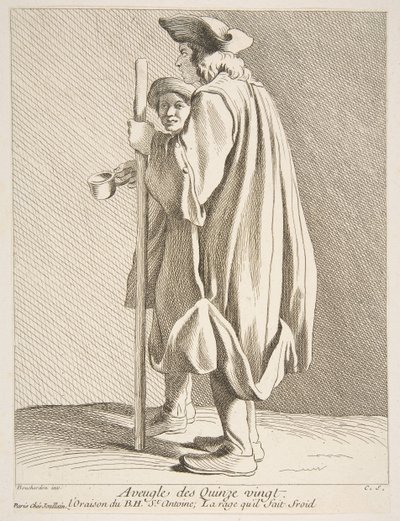 En blind mand fra Quinze-Vingts Hospital, 1738. af Anne Claude Philippe de Caylus