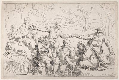 En fest, der spiser udendørs, 1700-tallet. af Anne Claude Philippe de Caylus
