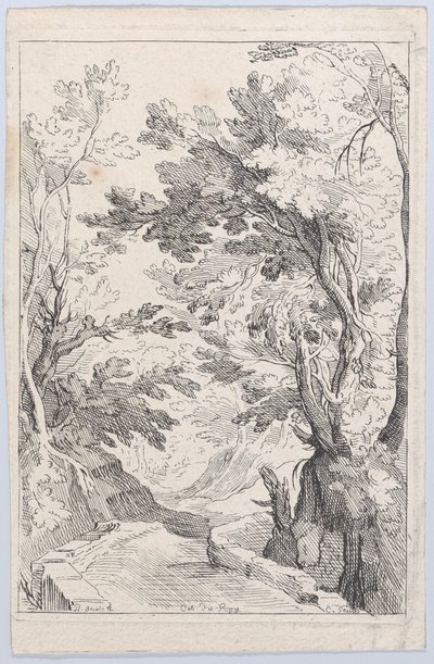 En sti med en brystning i en skov, 1700-tallet. af Anne Claude Philippe de Caylus