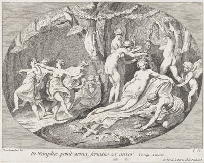 Gå Nymfer, som lægger deres våben, Kærligheden hviler!, 1730-60. af Anne Claude Philippe de Caylus