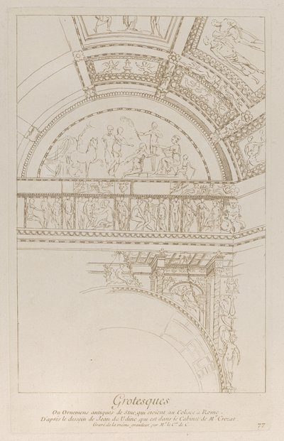 Grotesker: detalje af stukrelieffer, der dekorerer Colosseum i Rom, ca. 1729. af Anne Claude Philippe de Caylus