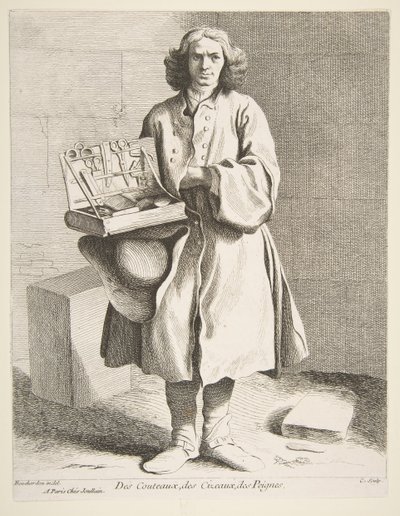 Købmand af knive, sakse og kamme, 1742. af Anne Claude Philippe de Caylus