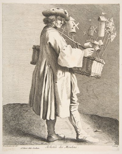 Whirligig Peddler, 1742. af Anne Claude Philippe de Caylus
