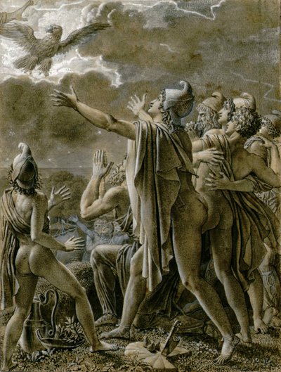 Aeneas og hans tilhængere i Latium, 1791-1793. af Anne Louis Girodet de Roucy Trioson