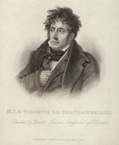 Portræt af viscount de Chateaubriand af Anne Louis Girodet de Roucy Trioson