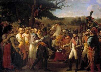Overdragelsen af Wiens nøgler til Napoleon I (1769-1821) Kejseren vendte tilbage til den østrigske hovedstads øde af Francois II af Habsburg den 14/11/1805. Maleri af Anne Louis Girodet de Roucy-Trioson (Anne-Louis Girodet de Roucy Trioson af Anne Louis Girodet de Roucy Trioson