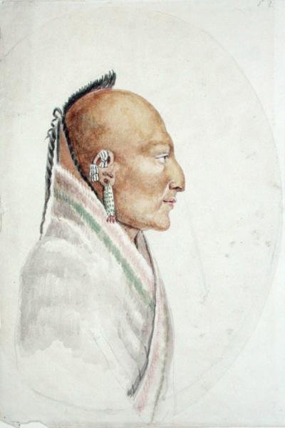 Cachasunghia, chef for Little Osage (akvarel på papir) af Anne Marguerite Hyde de Neuville