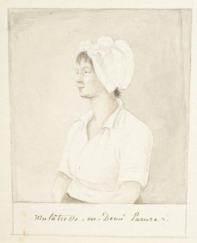 Portræt af en mulattepige, udateret (grafit, akvarel og grå vask på papir) af Anne Marguerite Hyde de Neuville