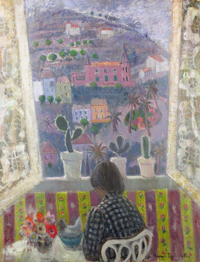 Vindue i Menton (olie på lærred) af Anne Redpath