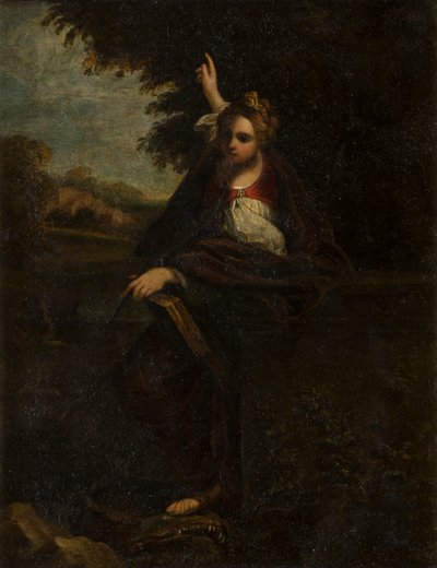 St. Margaret in a Landscape: A Sybil, ca. 1580-1609 (metal under glas) af Annibale (after) Carracci