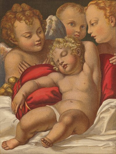 Det lille frelserbarn. (farvelitografi) af Annibale (after) Carracci