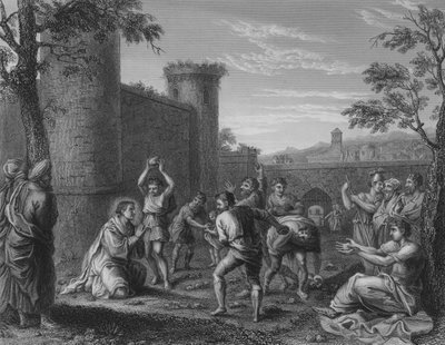 Steningen af Skt. Stephen (gravering) af Annibale (after) Carracci