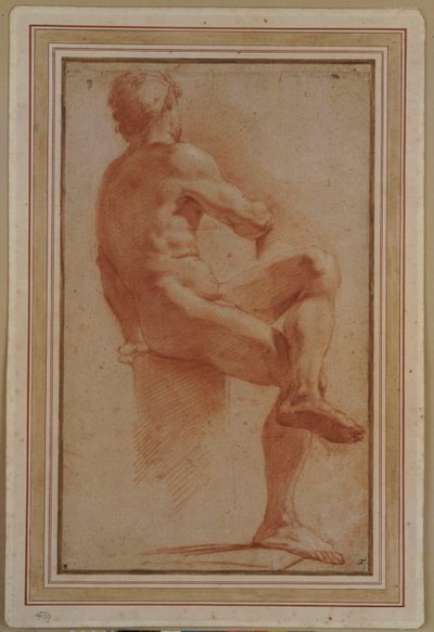En nøgen mand sidder med ryggen vendt af Annibale Carracci