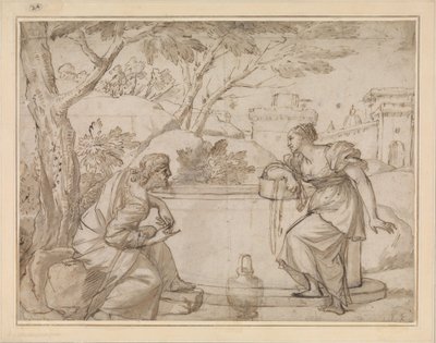 Kristus og den samaritanske kvinde af Annibale Carracci