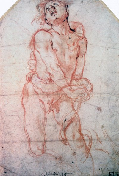 Figurstudie, 1560-1609 af Annibale Carracci