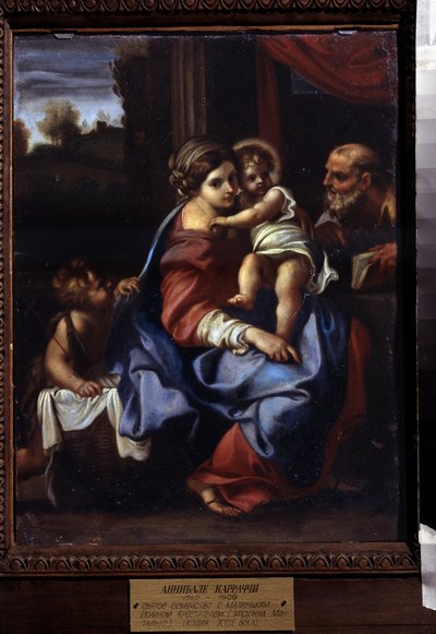 Den hellige familie med barnet Sankt Johannes Døberen. Maleri af Annibale Carracci (Annibale Carracci af Annibale Carracci