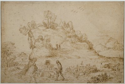 Landskab og figurer af Annibale Carracci