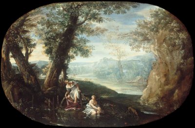 Landskab med badende kvinder af Annibale Carracci