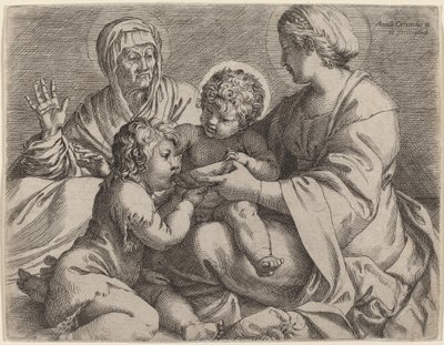 Madonna og barn med de hellige Elizabeth og Johannes Døberen (La Madonna della Scodella) af Annibale Carracci
