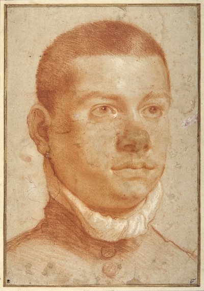 Portræt-hoved af en ung mand (rødt kridt) af Annibale Carracci