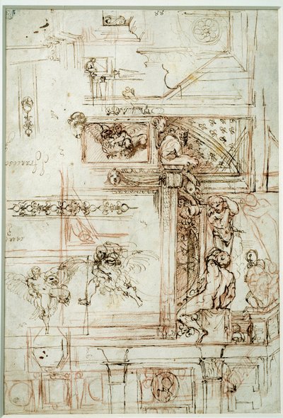 Projekt for Farnese galleriet. Tegning af Annibal Carracci Dit Carrache (1560-1609) af Annibale Carracci