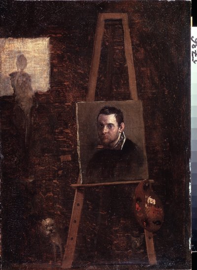 Selvportræt ved staffeliet, 1603-04 af Annibale Carracci