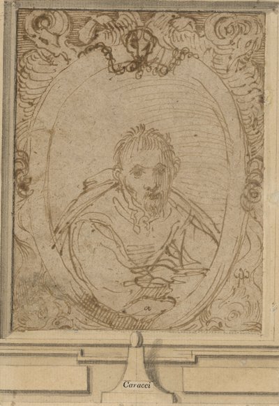 Selvportræt, ca. 1580 (pen og brunt blæk på papir) af Annibale Carracci