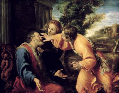 Den unge Tobias helbreder sin blinde far, ca. 1600 af Annibale Carracci