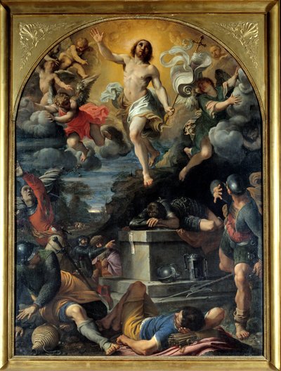 Kristi opstandelse. Maleri af Annibal Carracci Dit Carrache (1560-1609) af Annibale Carracci