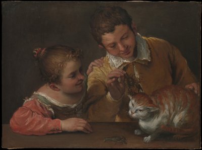 To børn driller en kat af Annibale Carracci