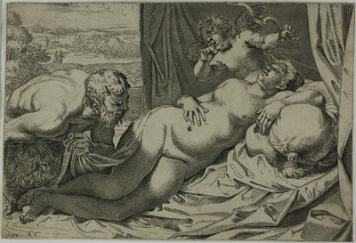 Venus og Satyr af Annibale Carracci
